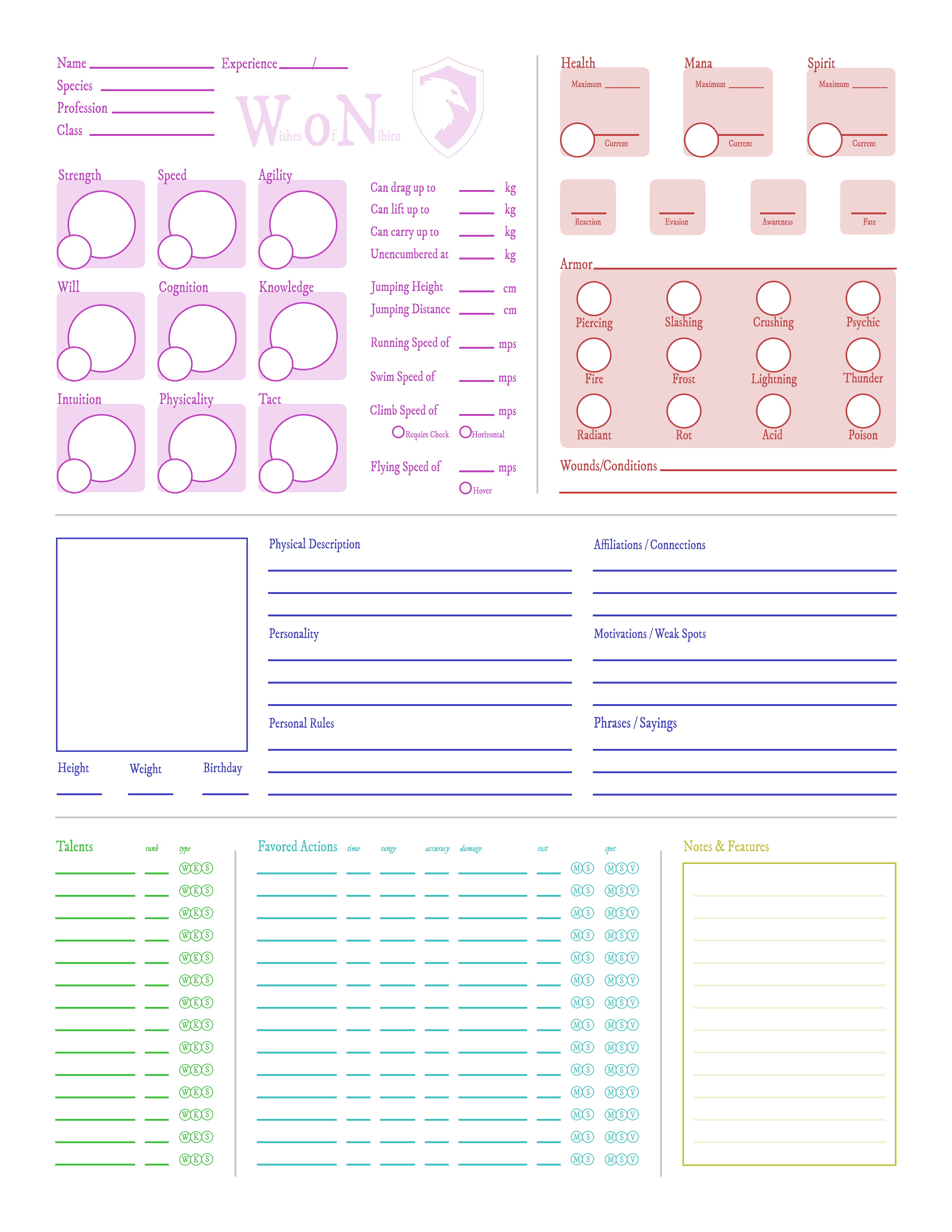 Character Sheet
